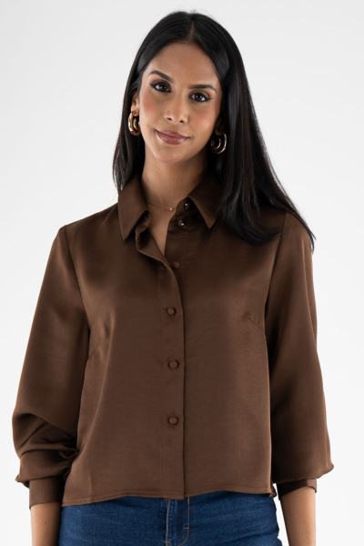 SATIN CROPPED SHIRT