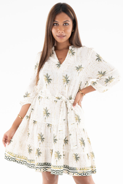 PALM PRINTED MINI DRESS