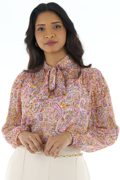 PAISLEY PRINTED LAVALIERE BLOUSE