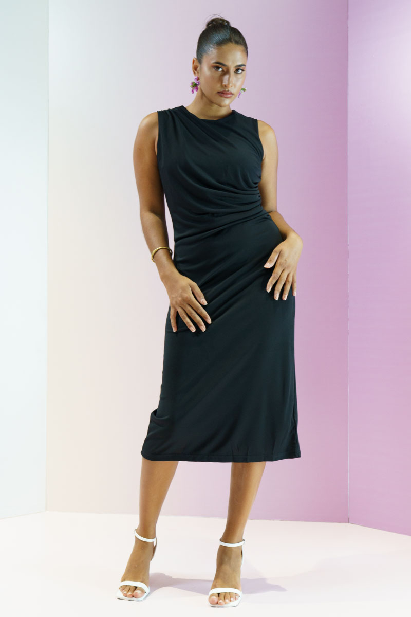 DRAPED JERSEY DRESS