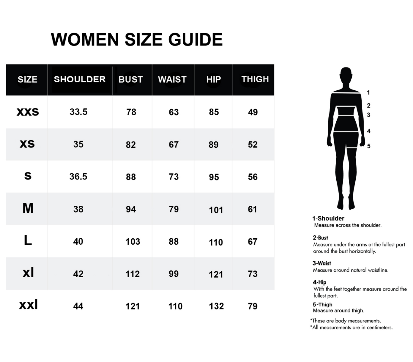 woman size chart
